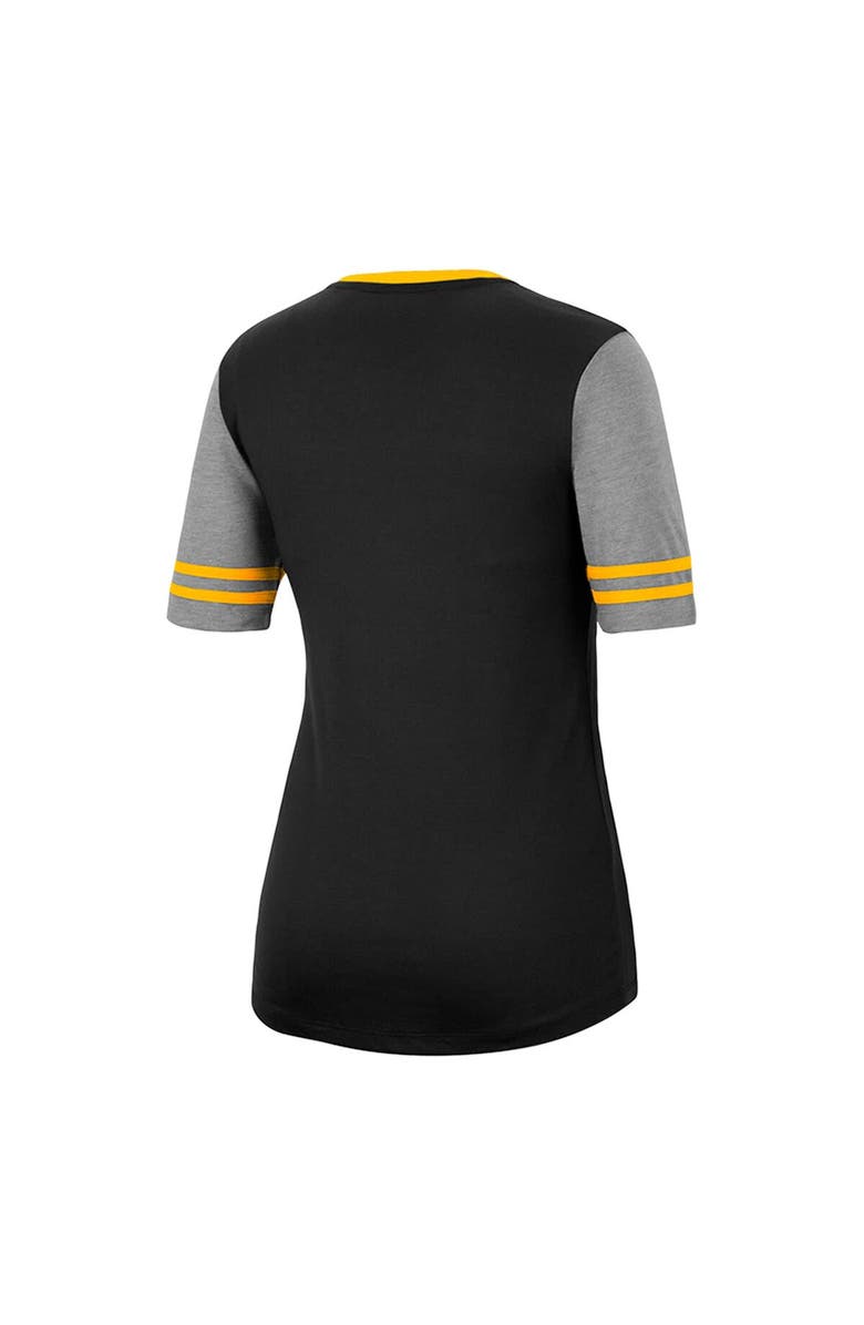 COLOSSEUM Women's Colosseum Black/Heathered Gray Iowa Hawkeyes There You Are V-Neck T-Shirt, Alternate, color, 