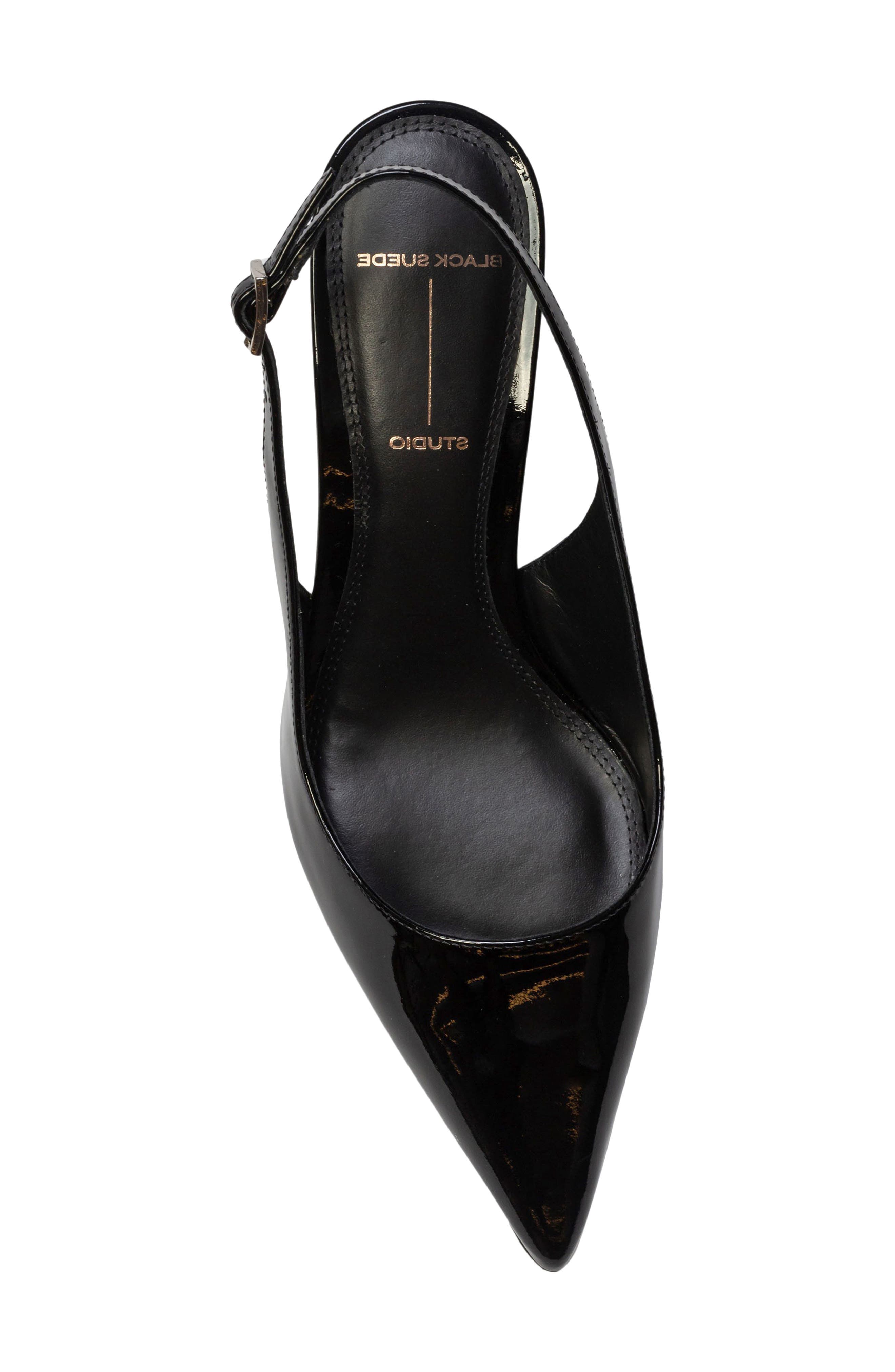 BLACK SUEDE STUDIO Alloy Pointed Toe Slingback Pump, Alternate, color, Black