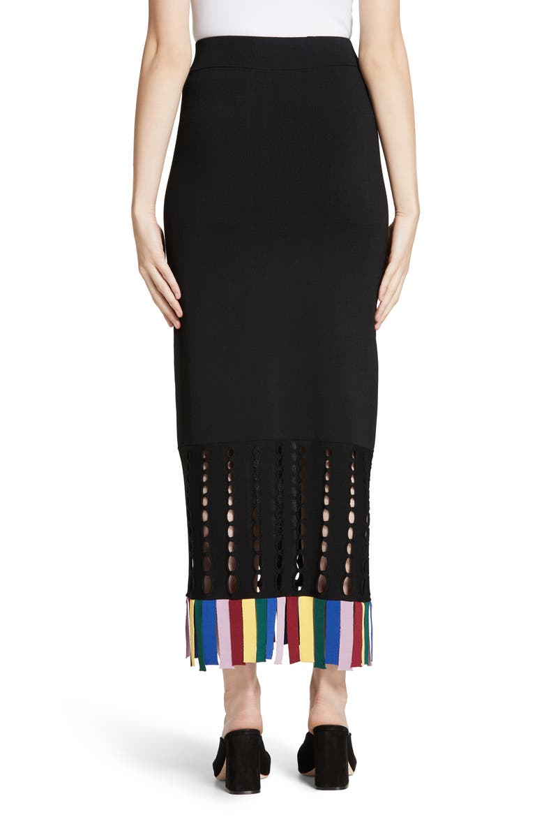 Garage Rainbow Fringe Maxi Skirt, Alternate, color, BLACK/ RAINBOW