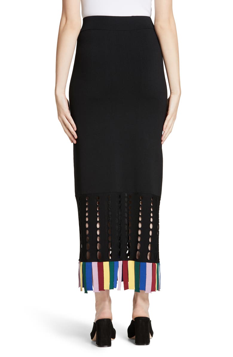 STAUD Garage Rainbow Fringe Maxi Skirt, Alternate, color, 
