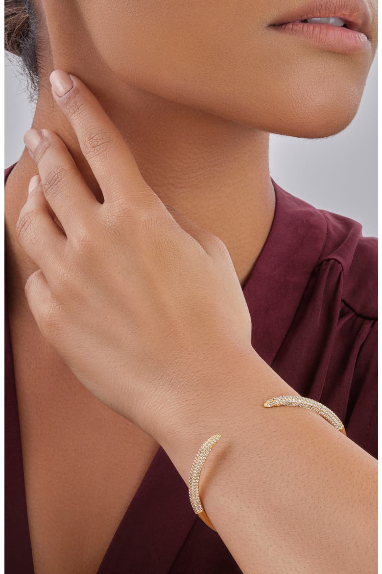 CZ Open Spike Cuff Bracelet, Alternate, color, GOLD