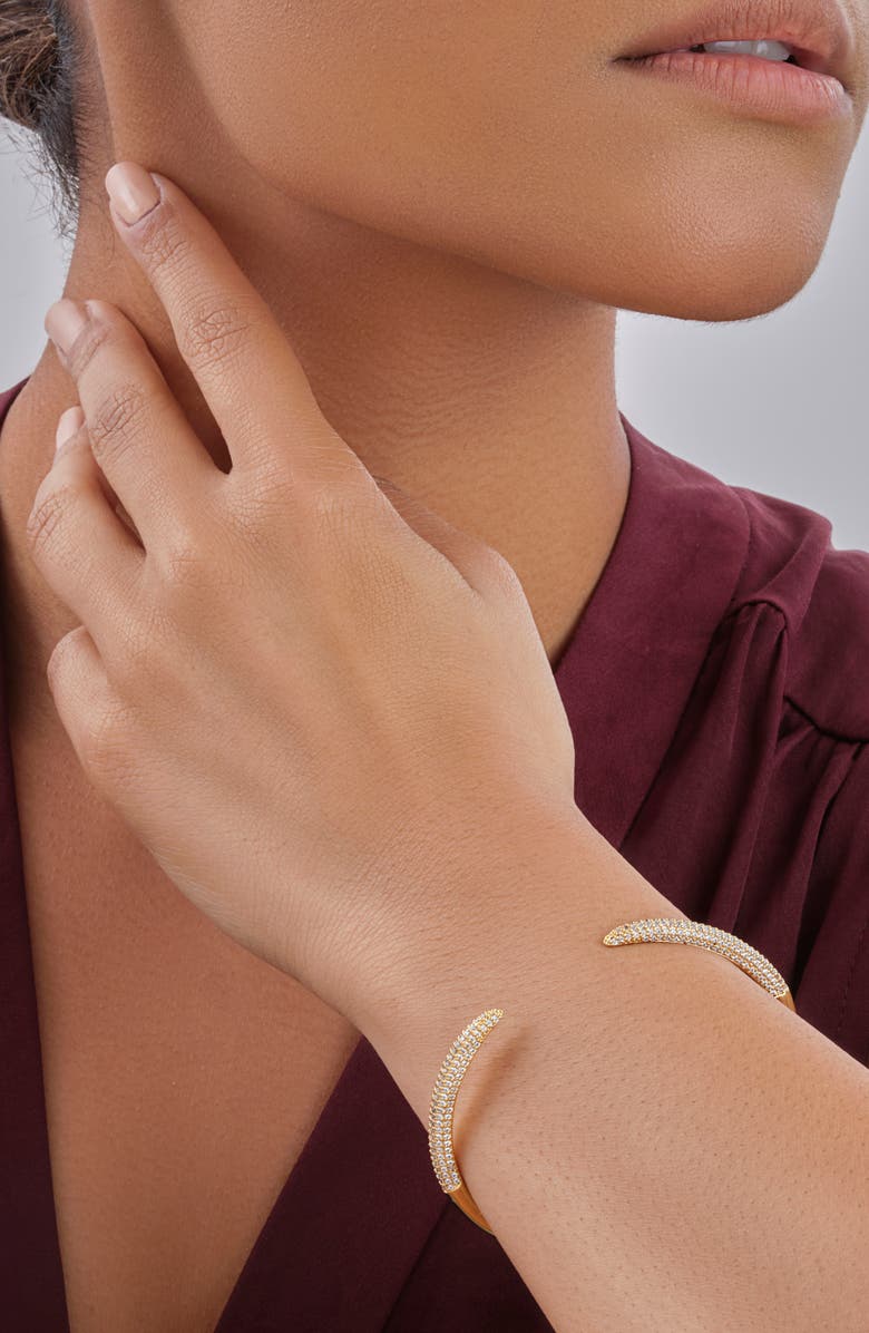 Sterling Forever CZ Open Spike Cuff Bracelet, Alternate, color, Gold