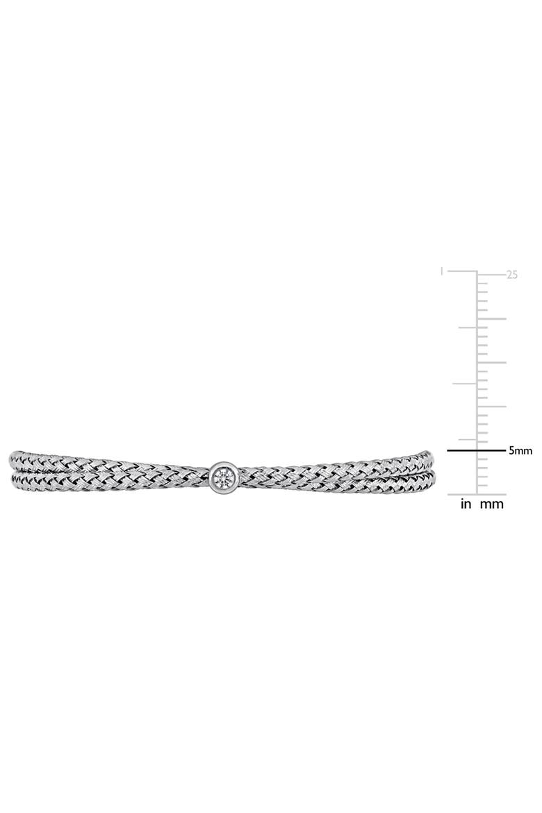 Cubic Zirconia Crossover Bangle Bracelet, Alternate, color, Sterling Silver
