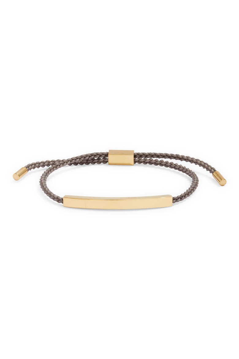 Braided Bar Charm Slider Bracelet, Main, color, GREY/GOLD