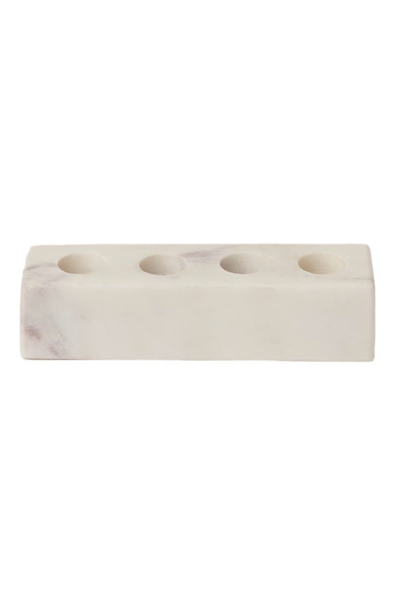 Fleck Marble Candle Holder, Main, color, White