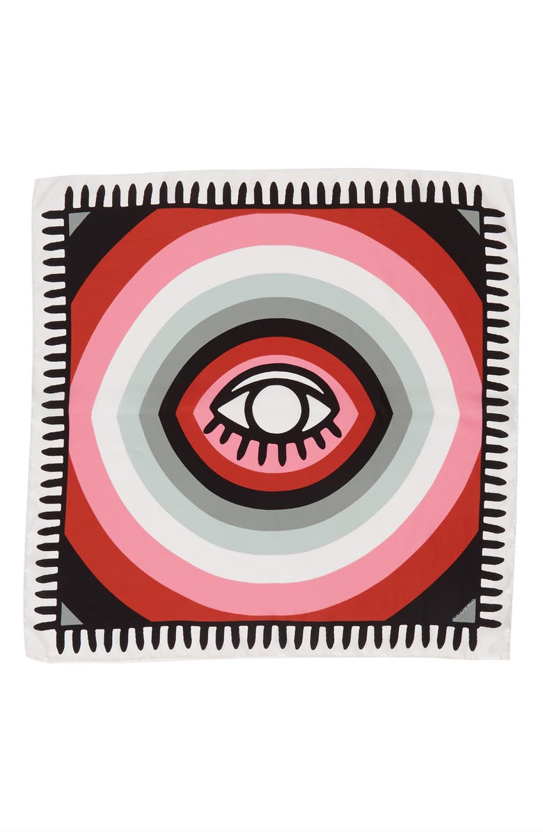 Rebecca Minkoff Evil Eye Square Silk Scarf, Alternate, color, 
