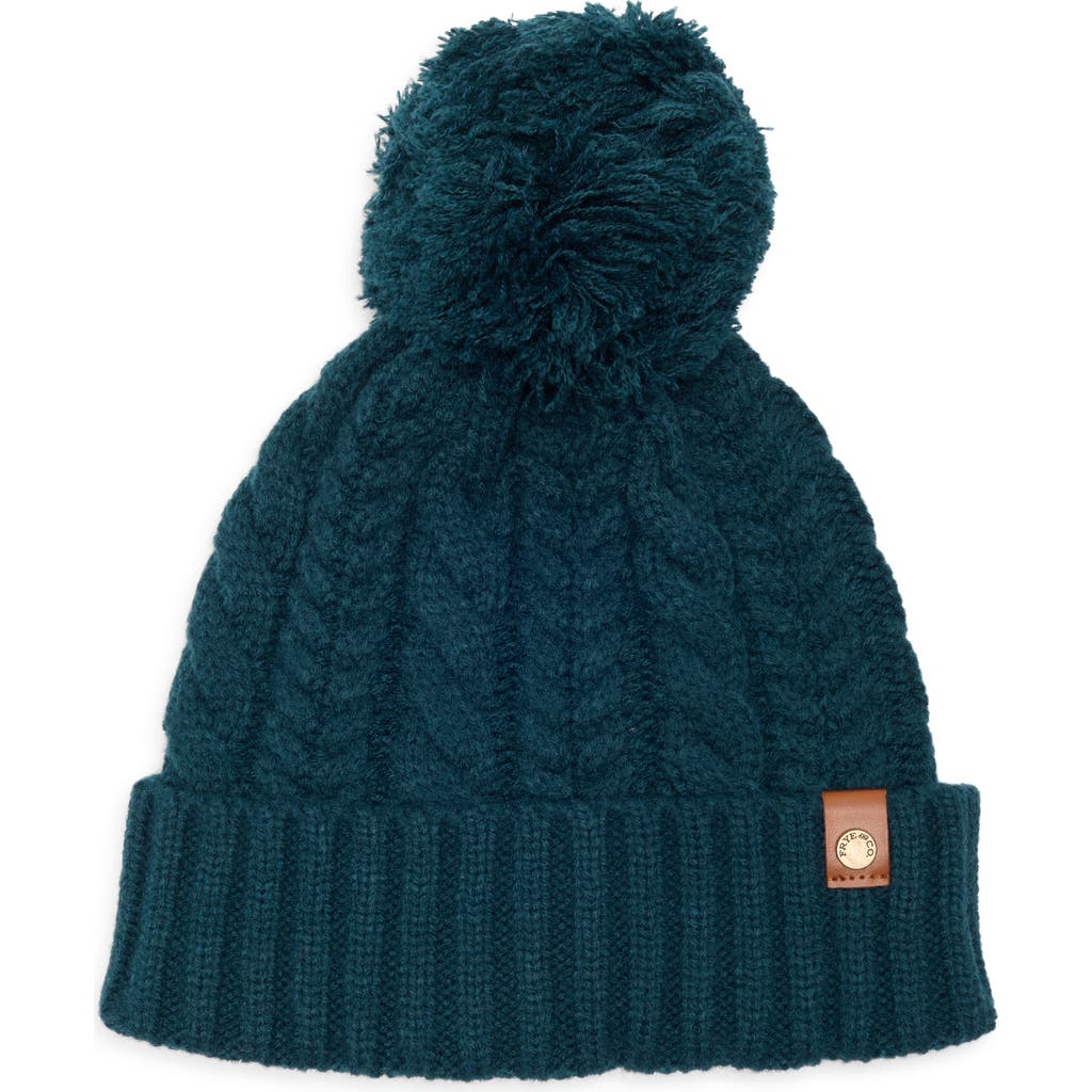 Frye Cable Knit Pompom Beanie In Green