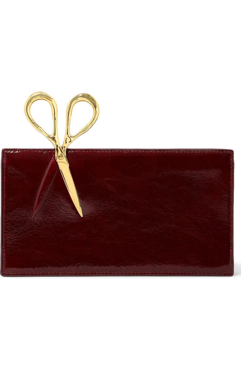 Alexis Bittar The Petite Scissor Leather Clutch, Main, color, Merlot