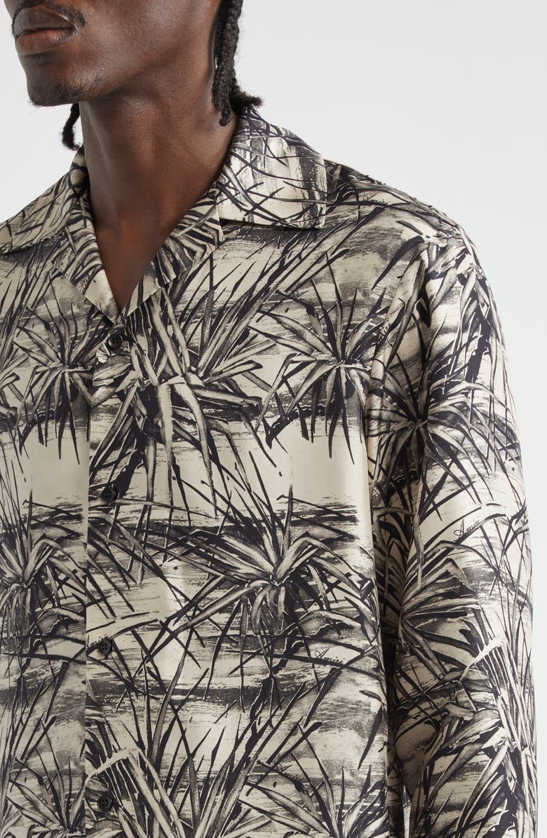 AMIRI Tropical Print Silk Bowling Shirt, Alternate, color,