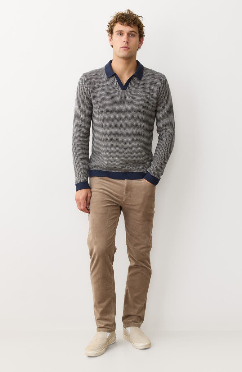 Marine Layer Liam Johnny Collar Long Sleeve Sweater Polo, Alternate, color, Navy/ Driftwood