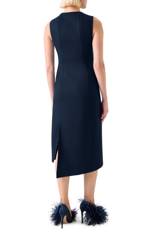 Akris Double Face Wool Flannel Sheath Dress In Blue