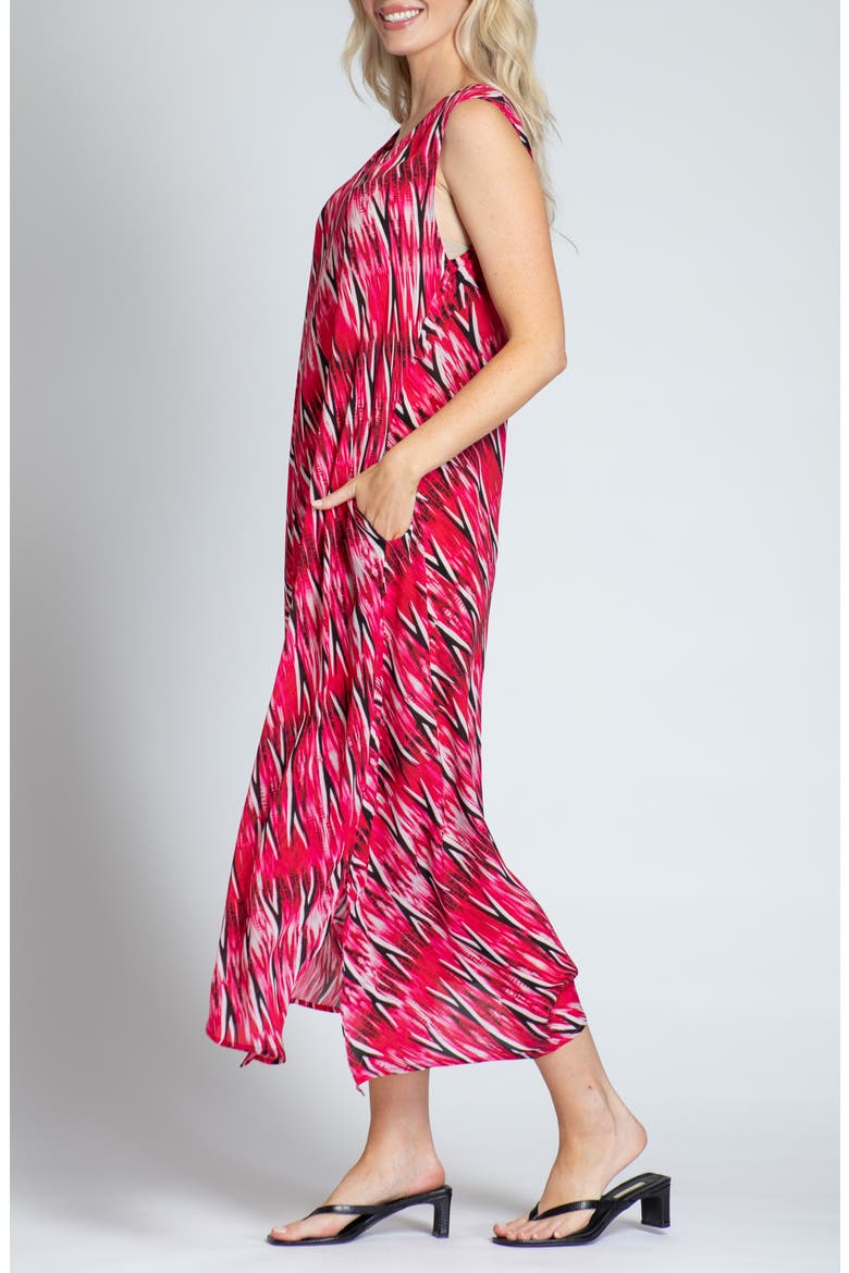 Print V-Neck Sleeveless Chiffon Midi Dress, Alternate, color, RED MULTI