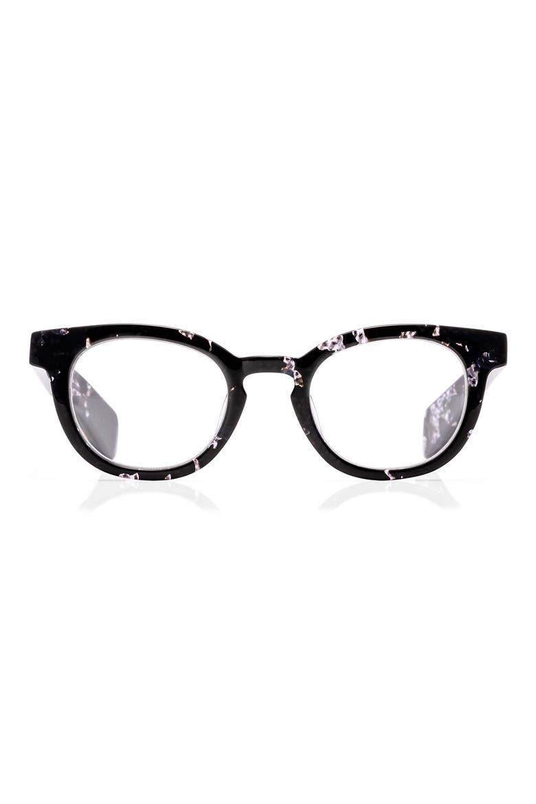 Total Wit 45mm Round Reading Glasses, Alternate, color, BLACK / CRYSTAL CLEAR TORTOISE