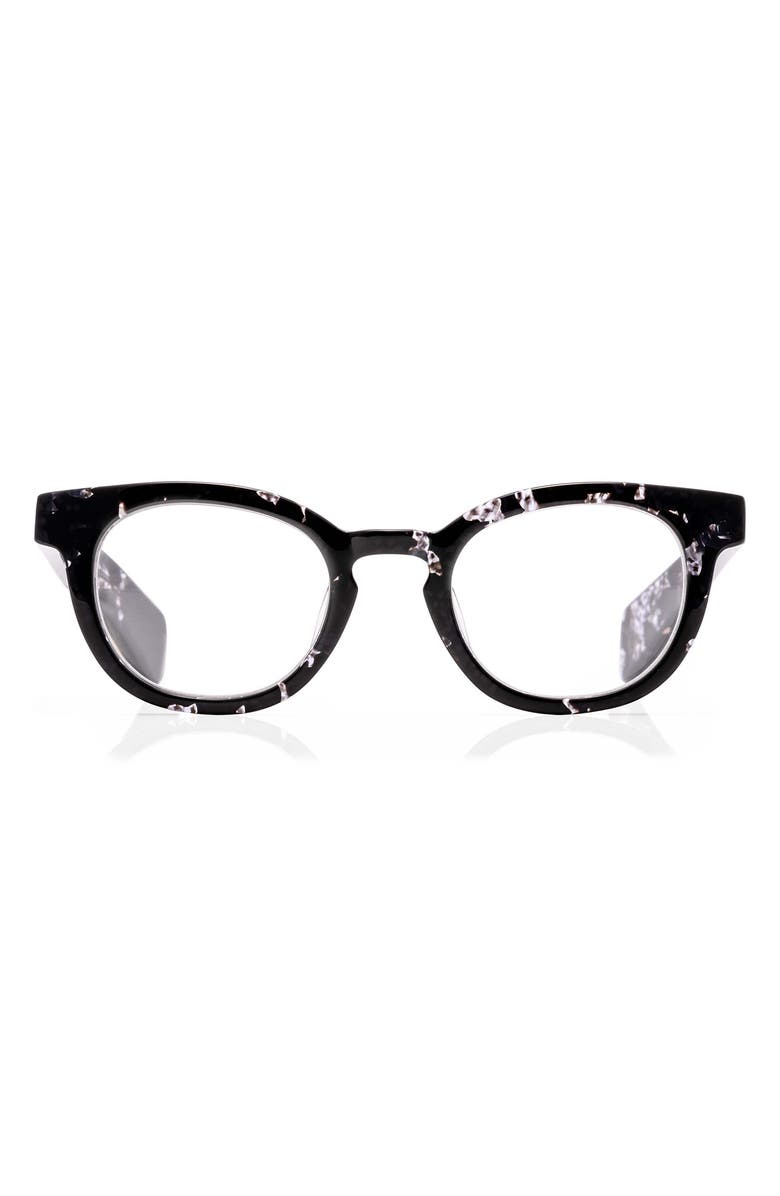 eyebobs Total Wit 45mm Round Blue Light Blocking Glasses, Alternate, color, Black / Crystal Clear Tortoise