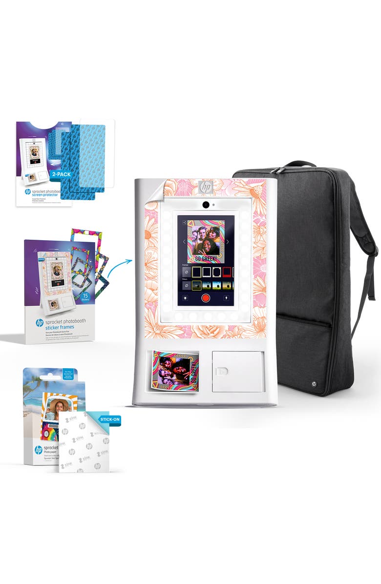 HP Sprocket Photobooth 3x4" Photo Printer Bundle, Main, color, White