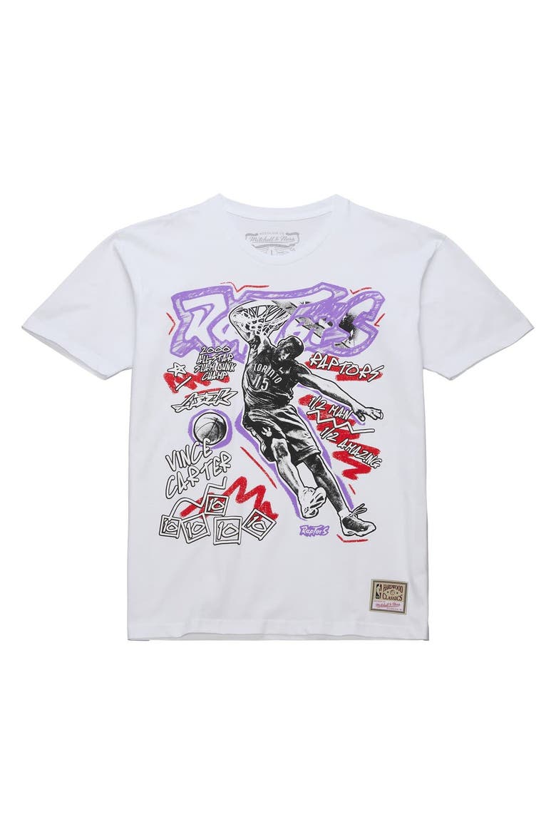 Men's Mitchell & Ness Vince Carter White Toronto Raptors Hardwood Classics Chalked Up T-Shirt, Alternate, color, White