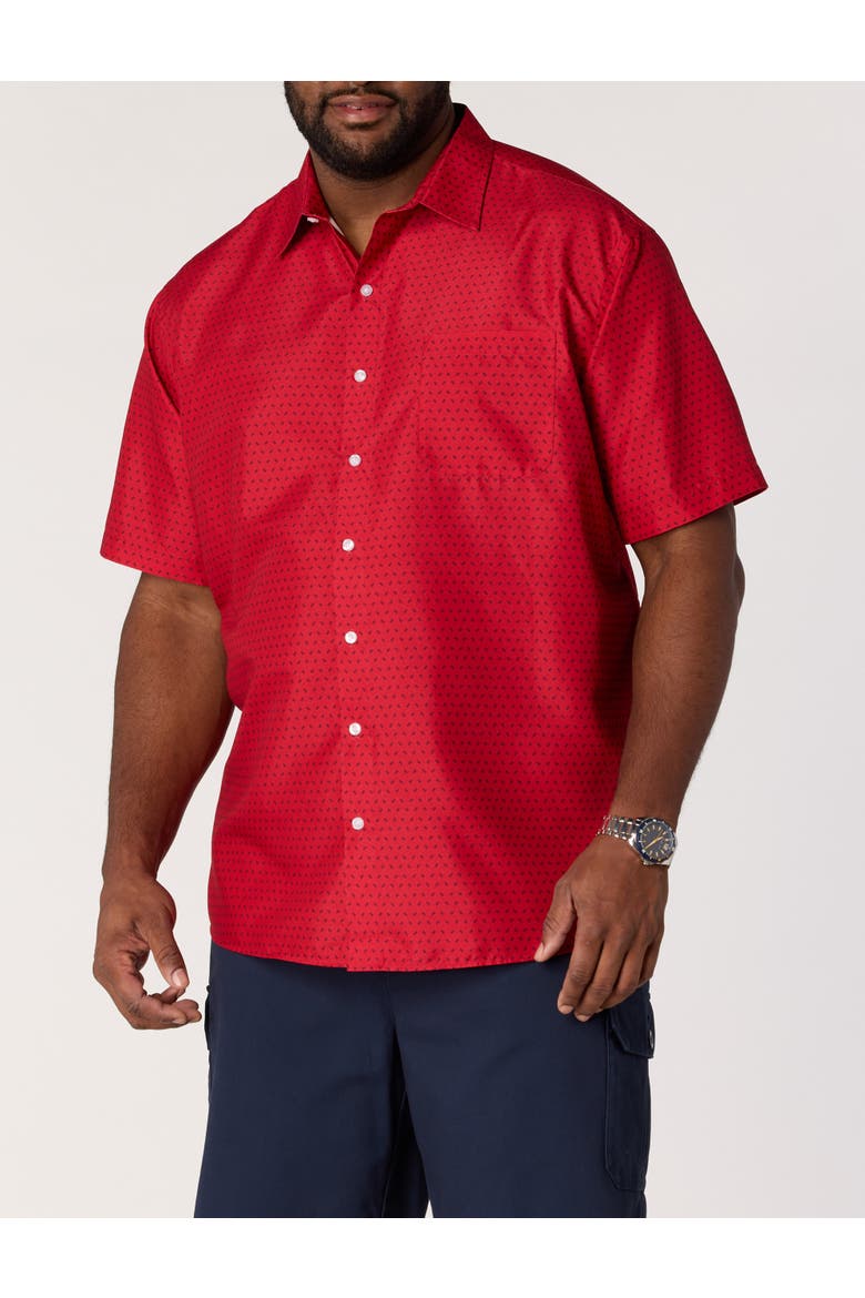 Big & Tall Geometric Print Microfiber Sport Shirt, Main, color, SAVVY RED