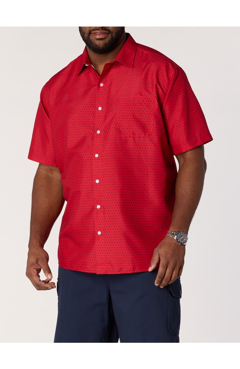 Harbor Bay by DXL Big & Tall Geometric Print Microfiber Sport Shirt, Main, color, Savvy Red
