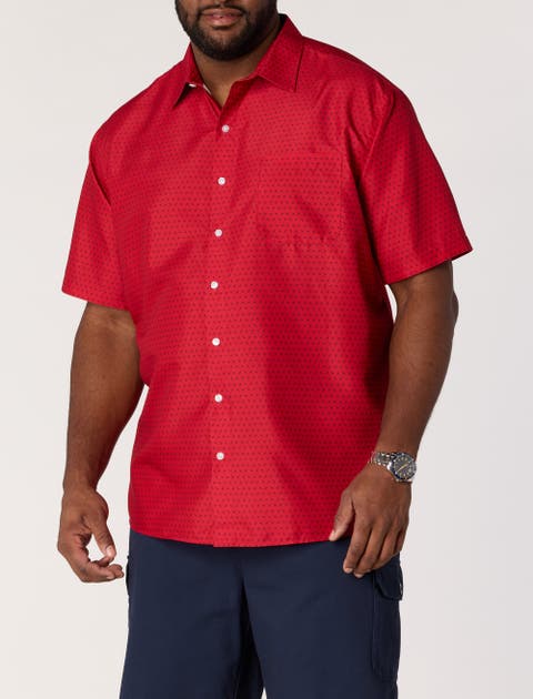 Big & Tall Geometric Print Microfiber Sport Shirt