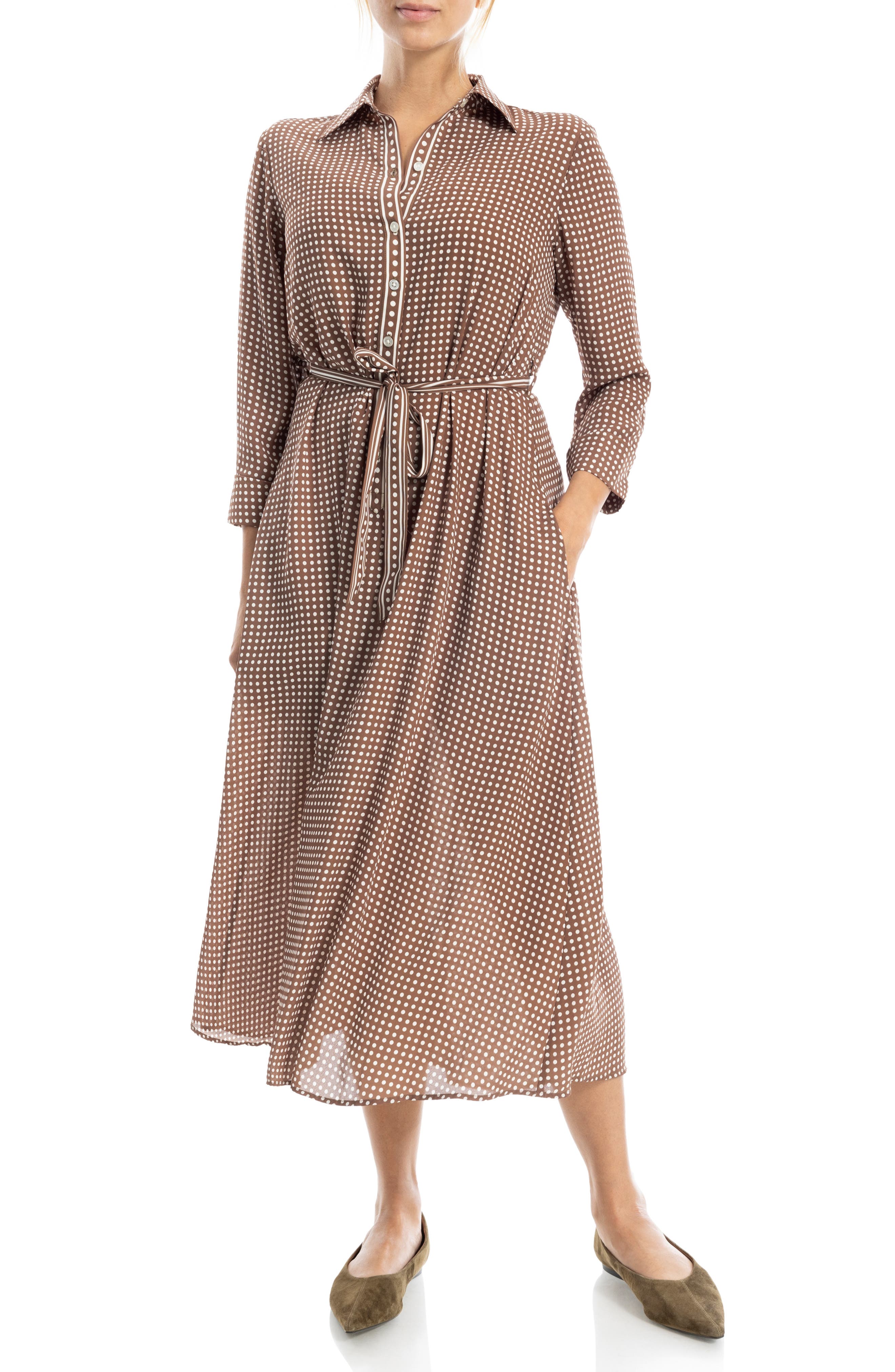 MAX STUDIO Cuffed Sleeve Midi Shirtdress