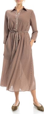 MAX STUDIO Cuffed Sleeve Midi Shirtdress