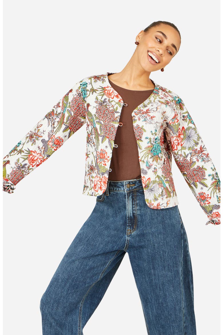Print Reversible Cotton Quilted Jacket, Alternate, color, White