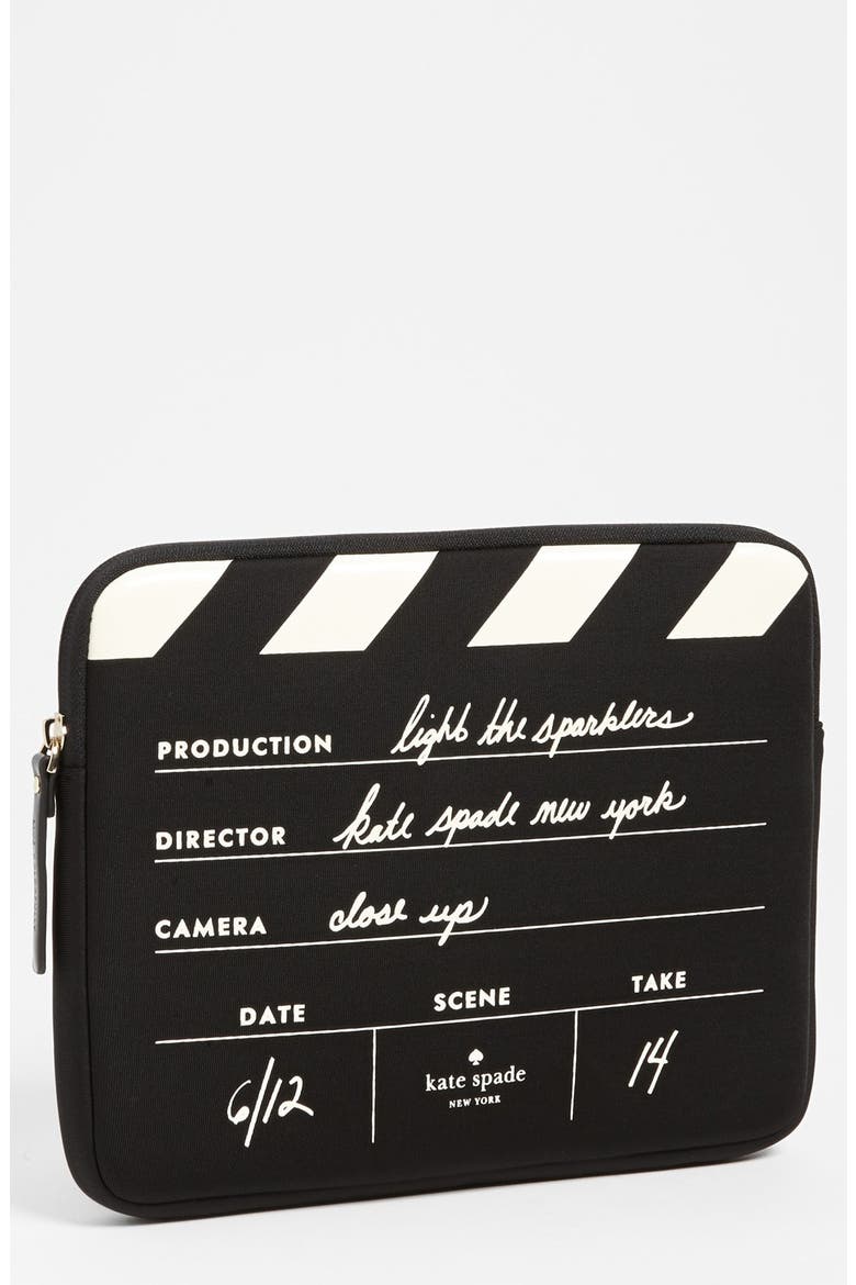 'director's clapboard' iPad sleeve, Main, color, BLACK/ CLOTTED CREAM