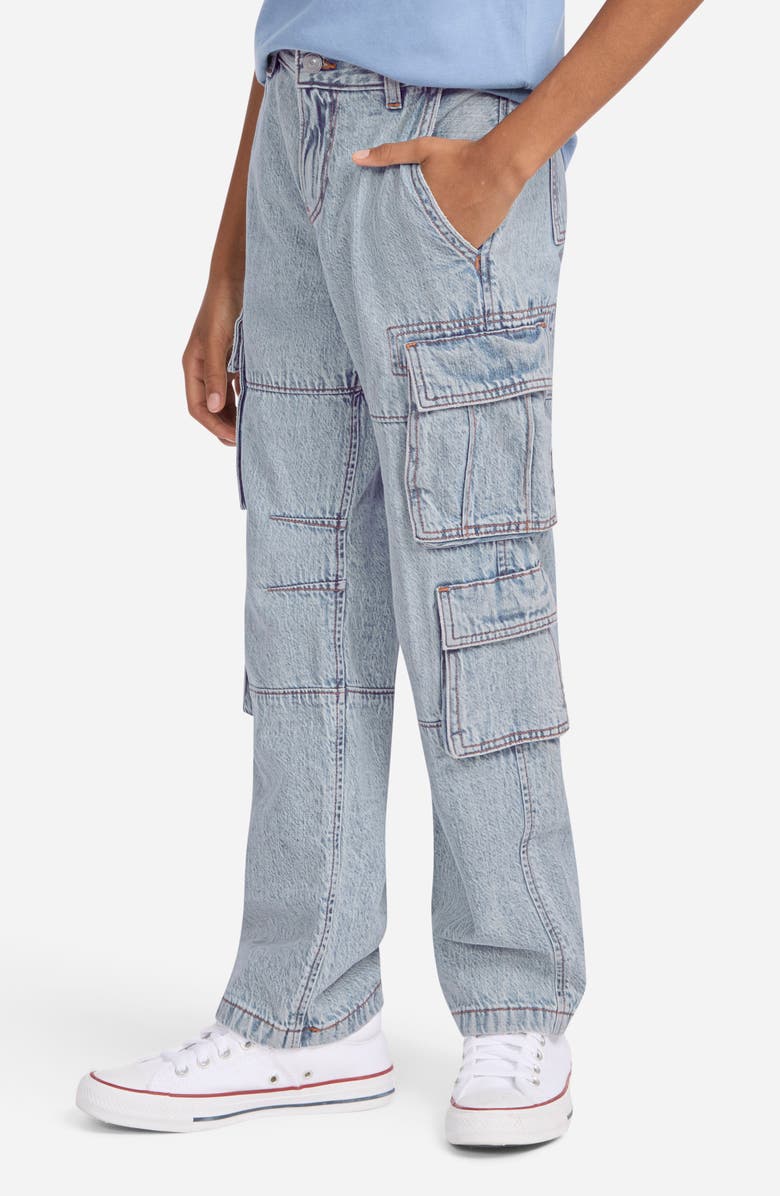 abercrombie kids Kids' Baggy Denim Cargo Pants, Alternate, color, Lcmgoat