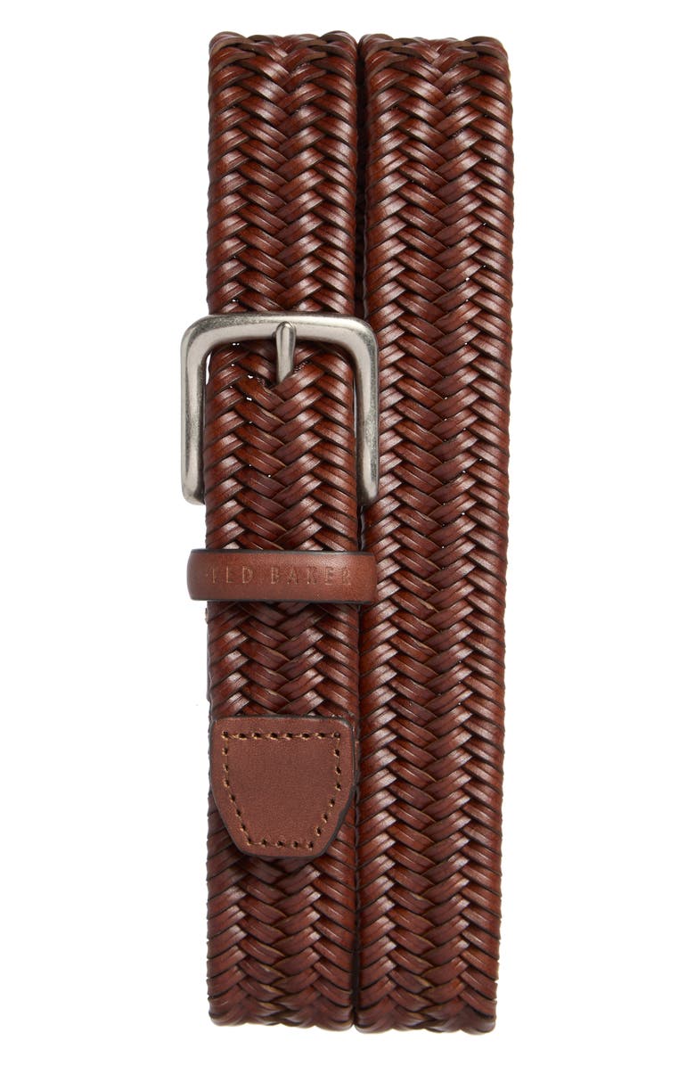 Ted Baker London Braided Leather Belt, Main, color, Brown