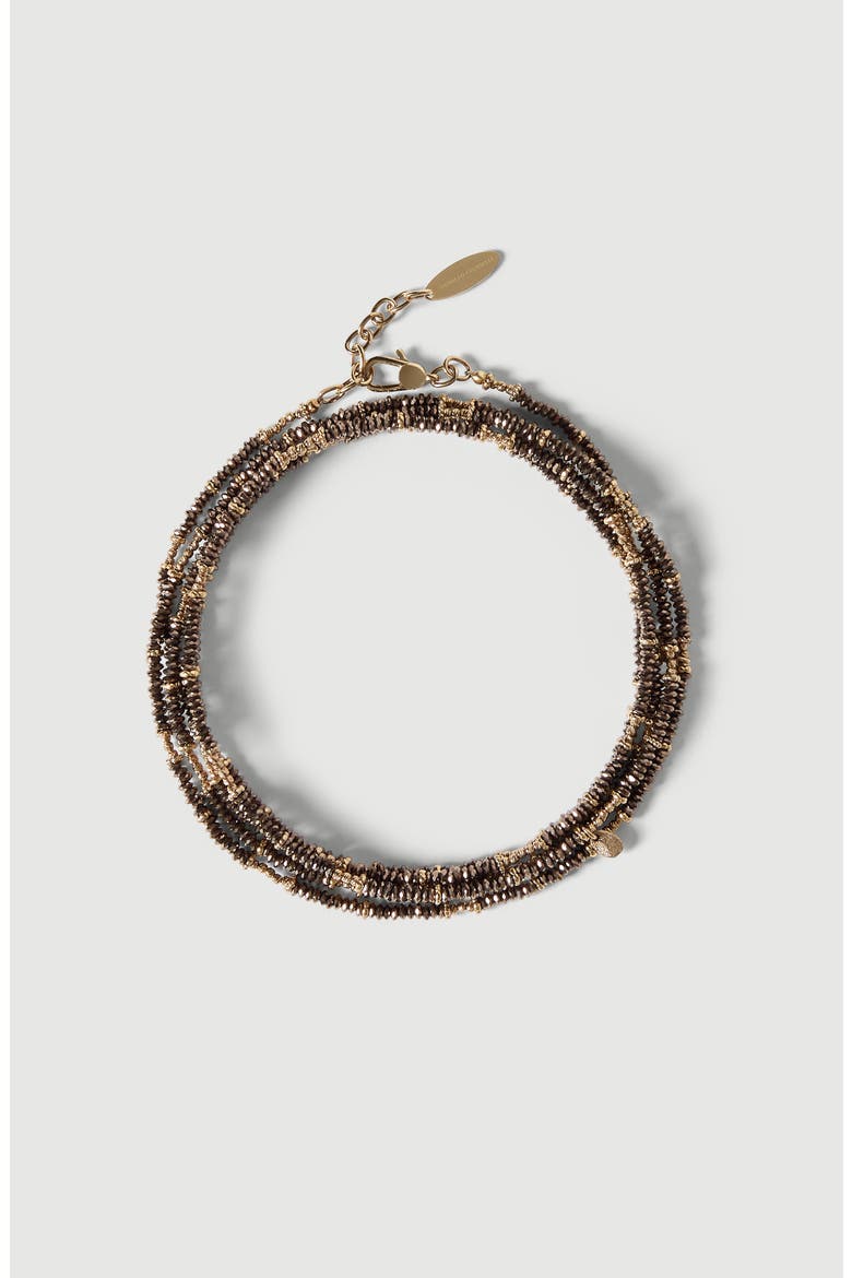 Hematite and Sterling Silver wrap bracelet, Alternate, color, Brown