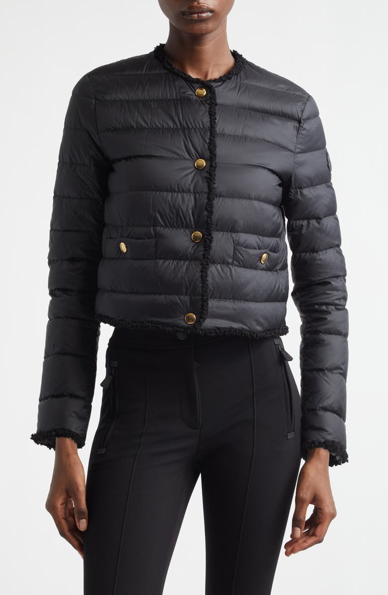 Moncler Fleurs Down Puffer Jacket, Main, color, Black