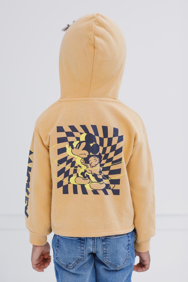 Mickey Mouse Fleece Quarter-Zip Hooded Sweatshirt, Alternate, color, Camel Mickey Mouse