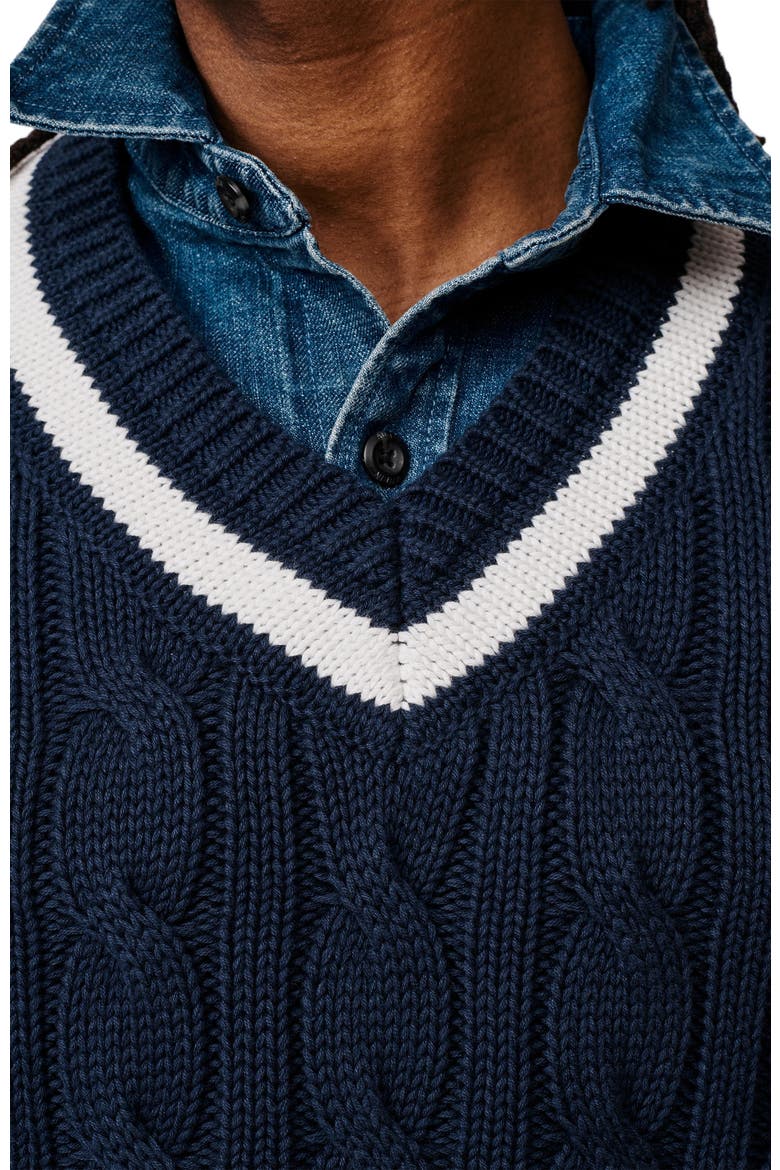 Denton Cotton V-Neck Knit Cricket Jumper, Alternate, color, Navy