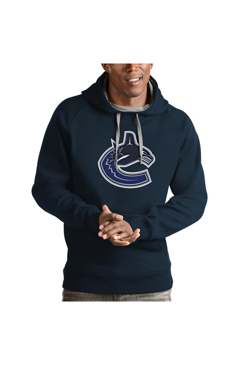 ANTIGUA Men's Antigua Navy Vancouver Canucks Logo Victory Pullover Hoodie, Main, color, Navy