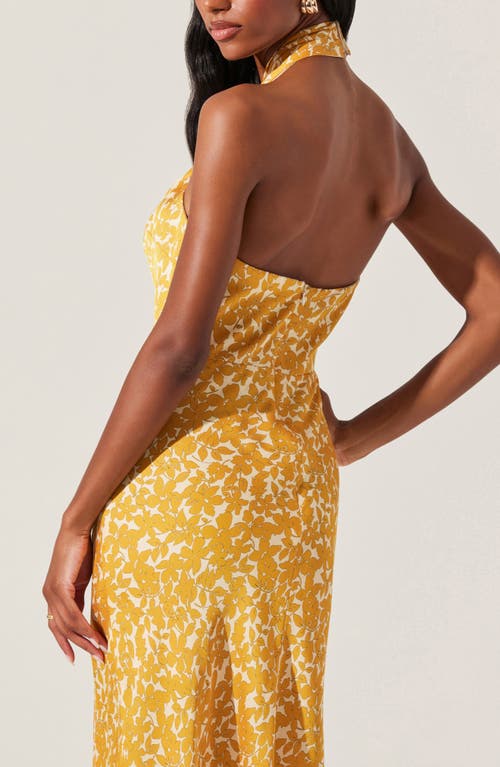 Astr The Label Marisa Floral Print Halter Dress In Marigold Floral