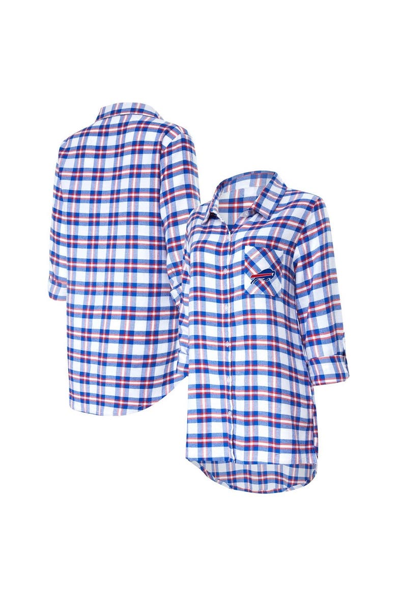 Women's Concepts Sport Royal Buffalo Bills Sienna Plaid Full-Button Long Sleeve Nightshirt, Main, color, Royal