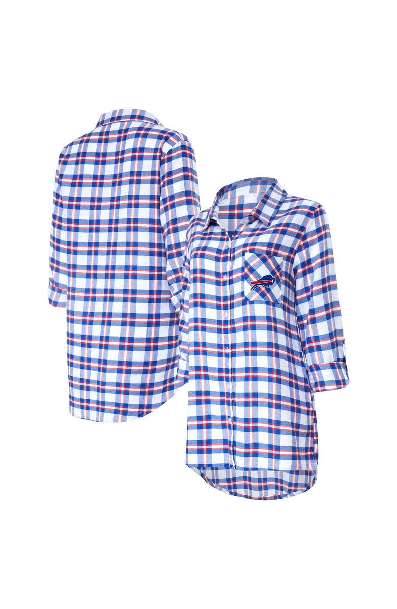 CONCEPTS SPORT Women's Concepts Sport Royal Buffalo Bills Sienna Plaid Full-Button Long Sleeve Nightshirt, Main, color, Royal