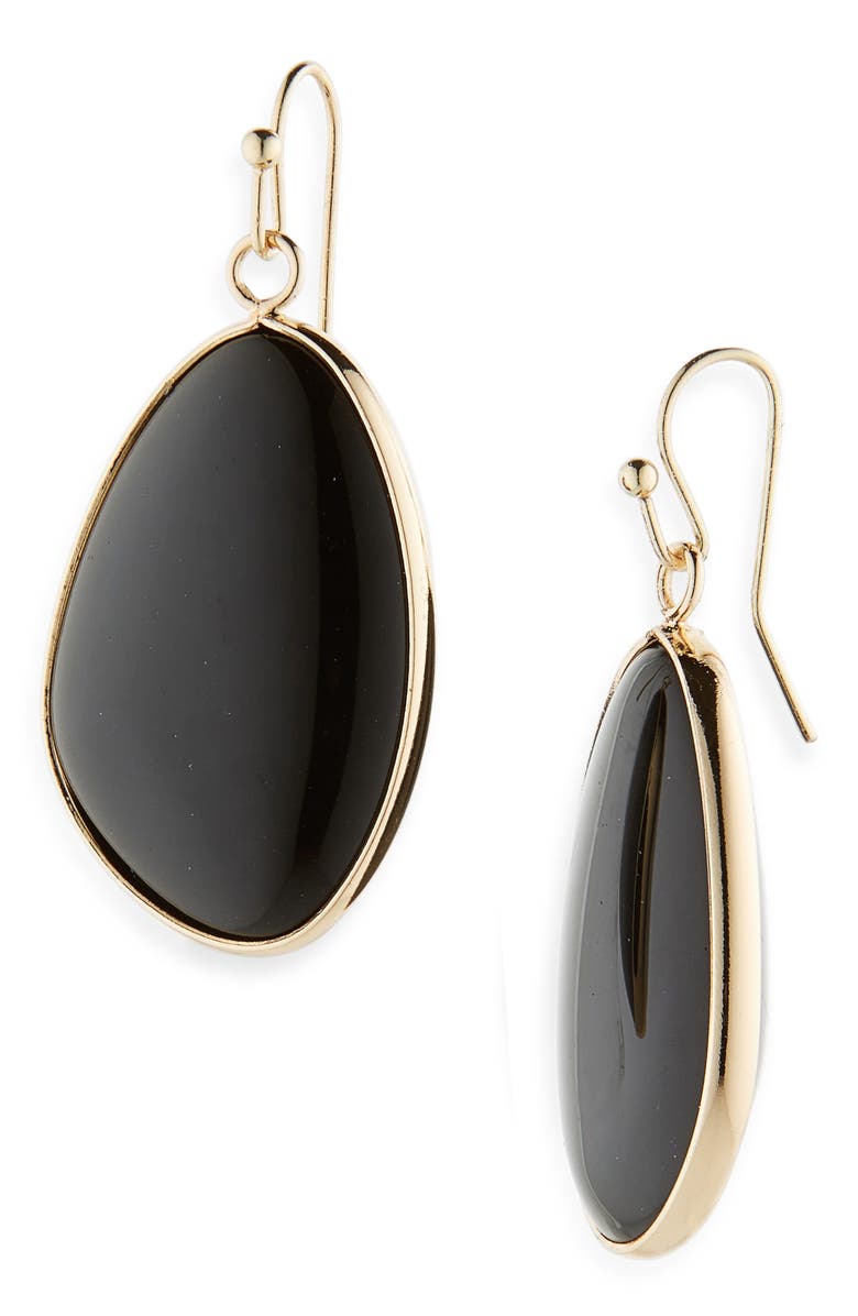 Cara Circle Stone Drop Earrings, Main, color, Jet