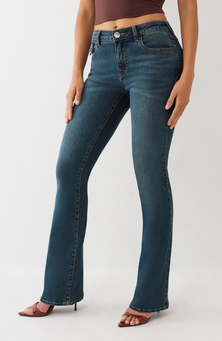 True Religion Becca Button Flap Bootcut Jeans, Alternate, color, Dark Woodland Wash