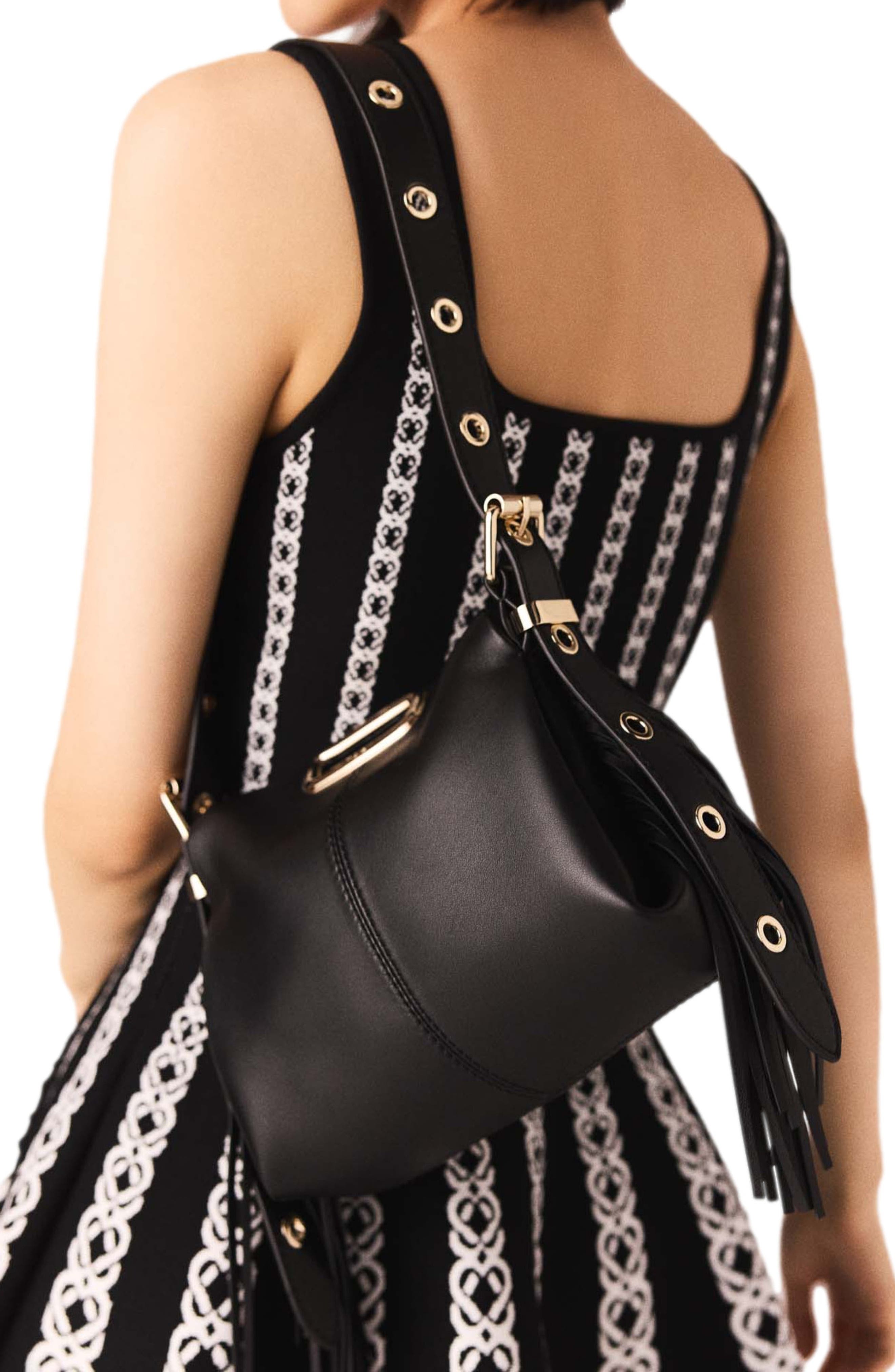 maje Gold handle Miss M Mini bag, Alternate, color, Black