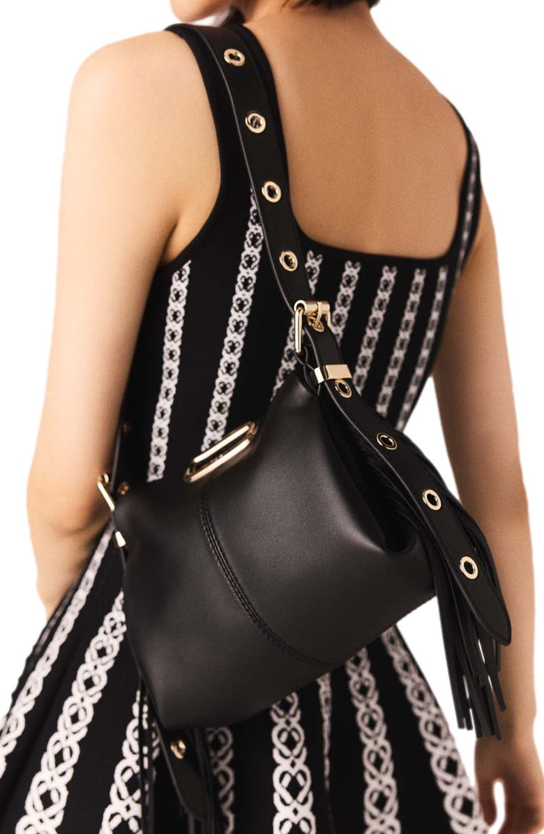 maje Gold handle Miss M Mini bag, Alternate, color, Black