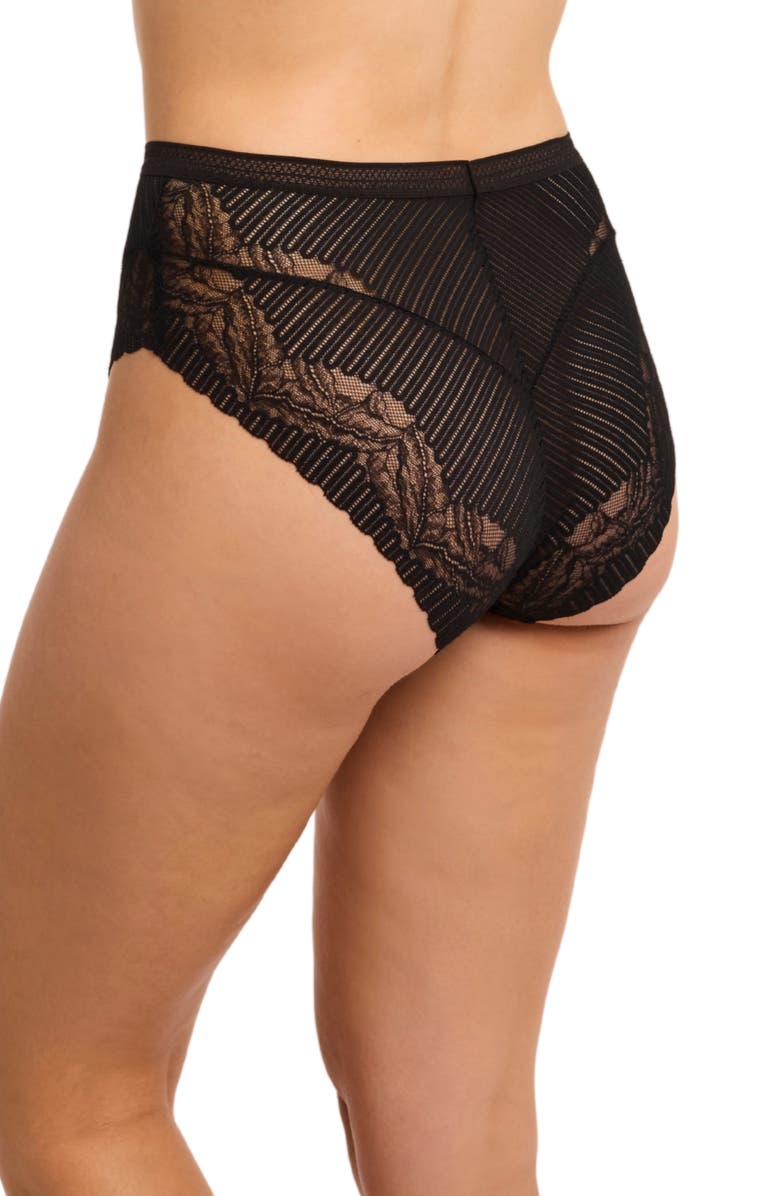 Montelle Intimates Temptation High Waist Lace Panties, Alternate, color, Black/Sand