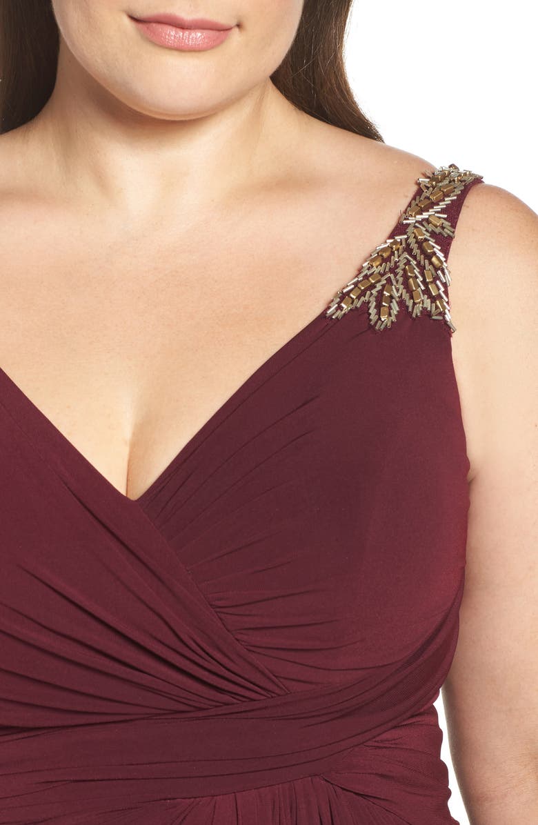 Mac Duggal Embellished Shoulder Jersey Gown, Alternate, color, 