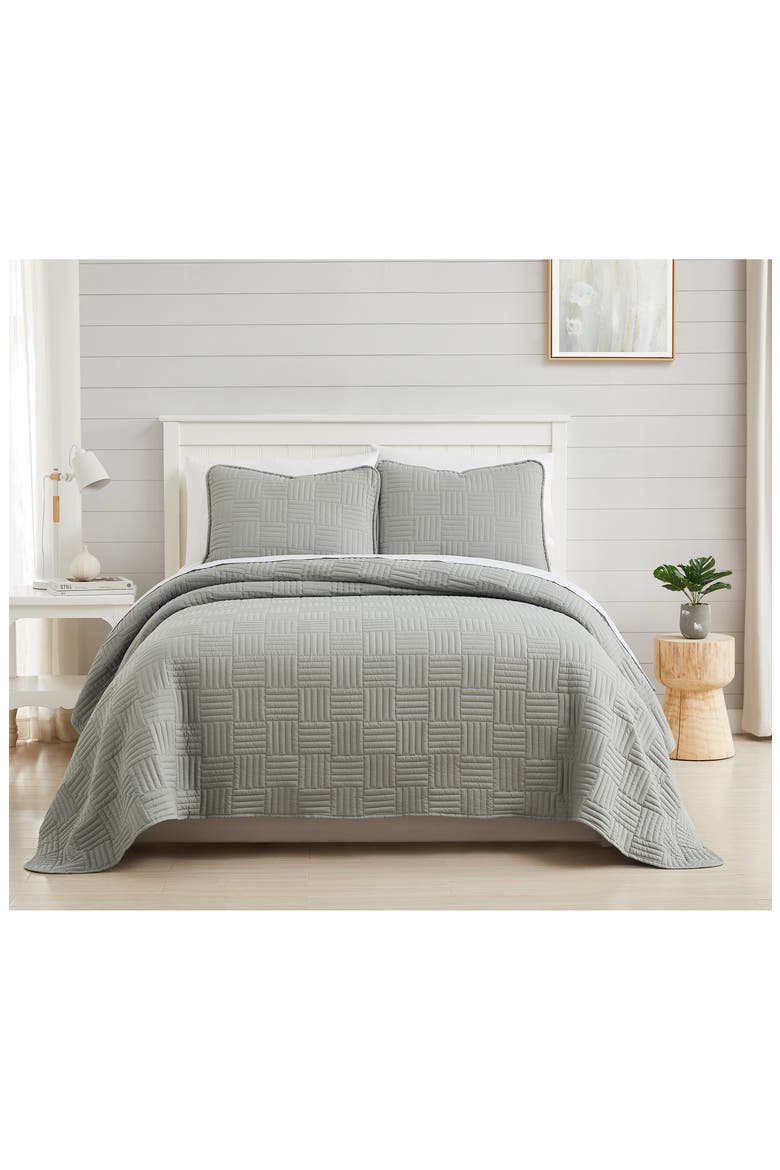 Grid Oversized Quilt Set, Alternate, color, GREY