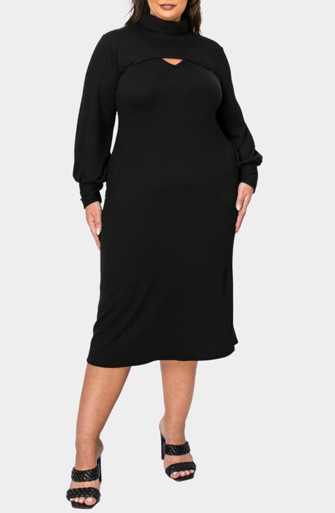 Aster Plissé Two-Piece Sweater Dress (Plus)