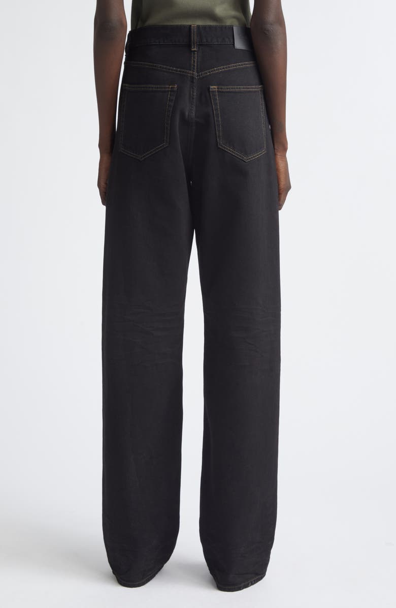 Saint Laurent High V-Waist Baggy Denim Wide Leg Jeans, Alternate, color, Deep Sea Black