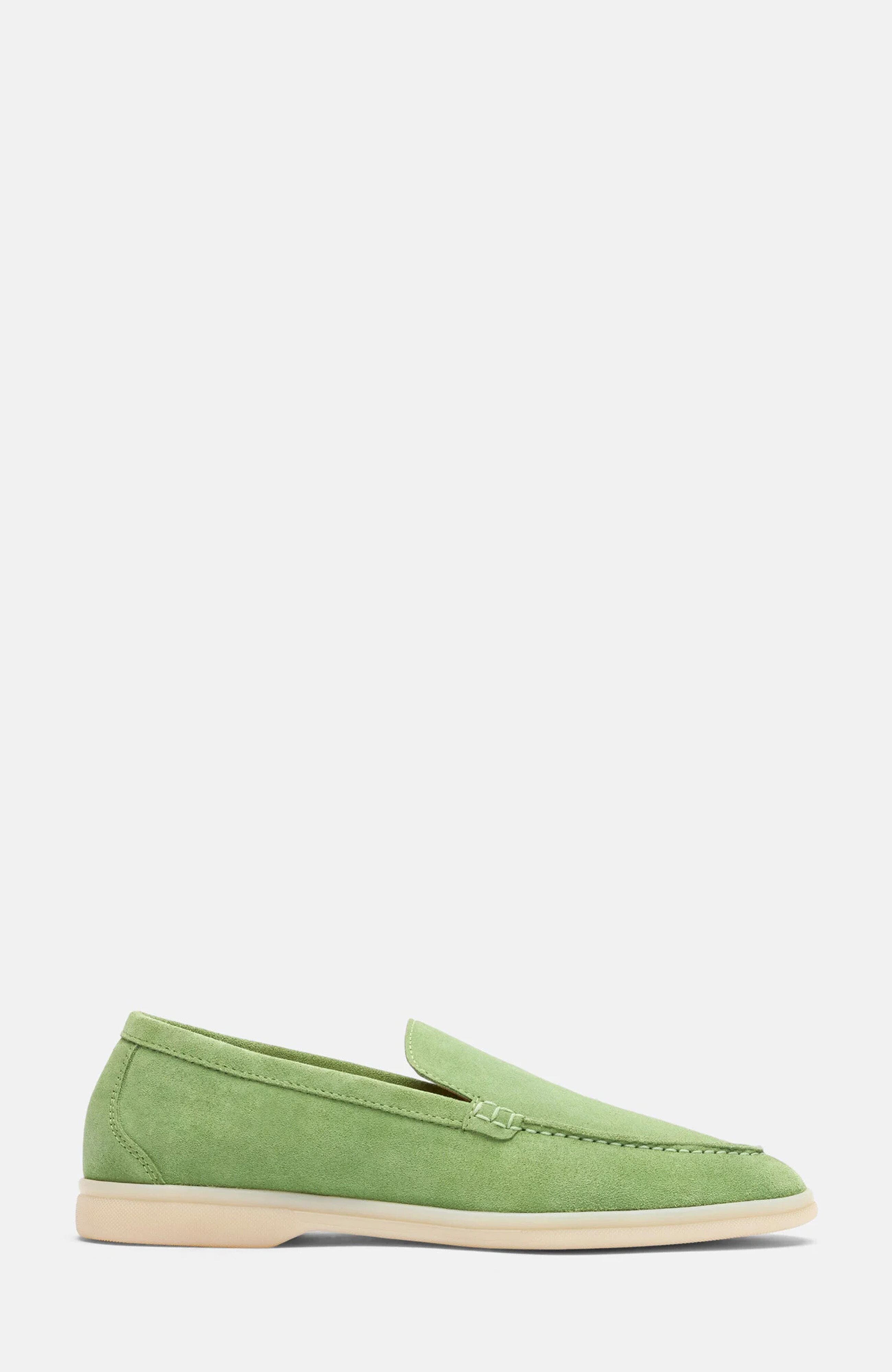 Ludovica Loafers, Alternate, color, Light Green - Suede