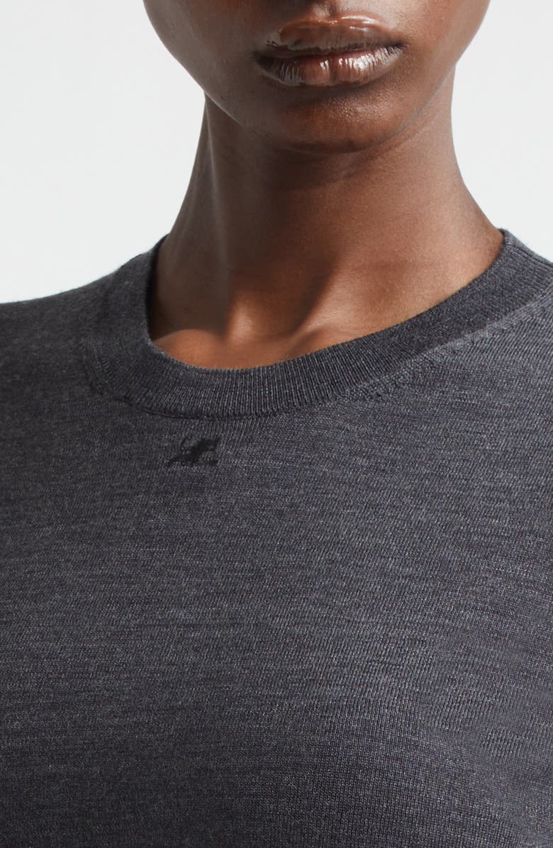 Courrèges AC Logo Merino Wool Sweater, Alternate, color, Carbon