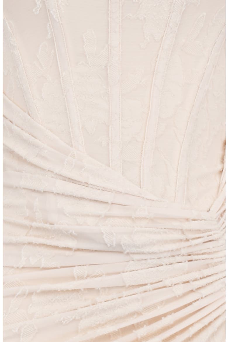 Cesca Floral Ruched High-Low Corset Dress, Alternate, color, VINTAGE CREAM