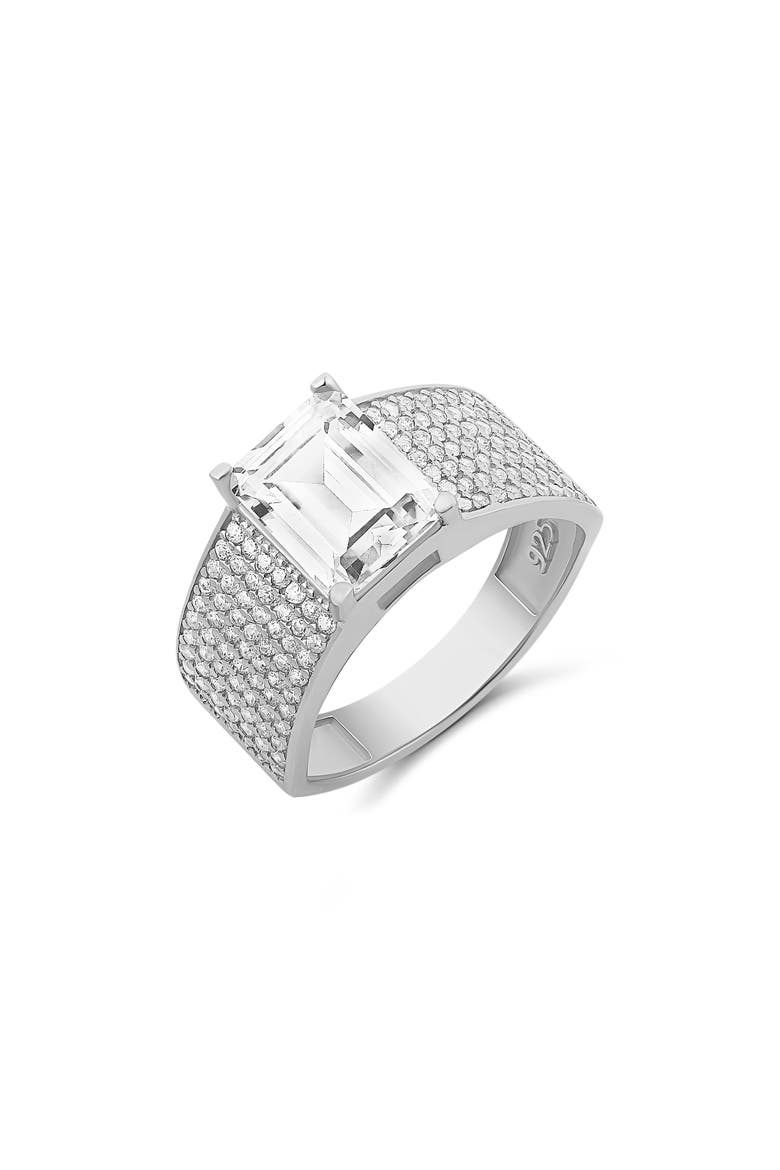Wide Cubic Zirconia Pavé Band Ring, Main, color, SILVER